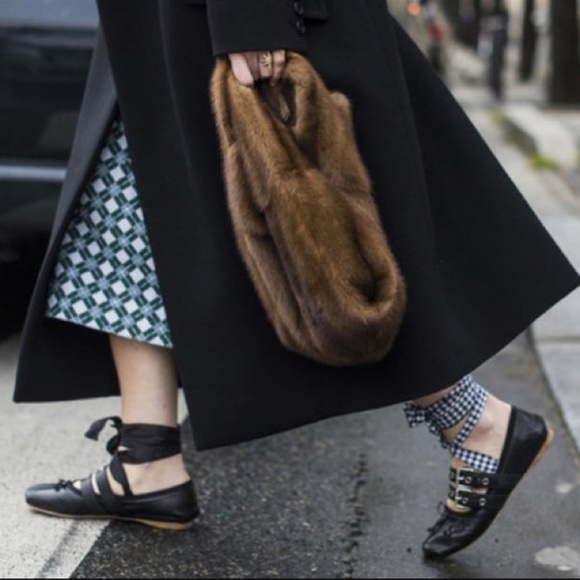 Miu Miu Ribbon Strap Mary Jane Leather Ballet Flats - Picture 3 of 12